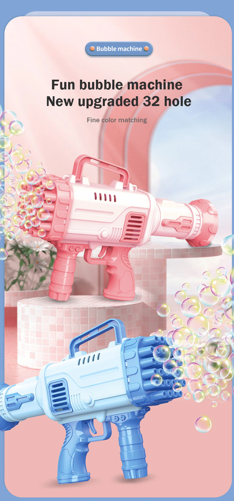 Conusea 32 Hole Rocket Boom Bubble Gun