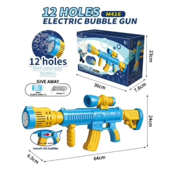 M416 12 Holes Rifle Bubble Gun - Blue