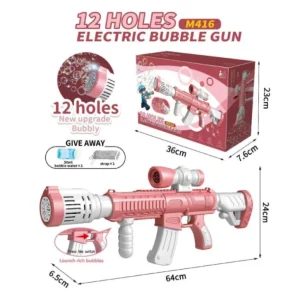 M416 12 Holes Rifle Bubble Gun - Pink